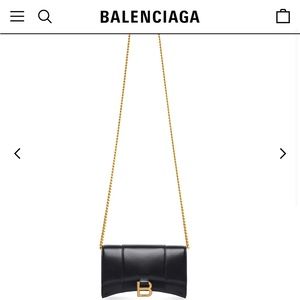 BALENCIAGA WOMEN'S HOURGLASS WALLET ON CHAIN BOX IN BLACK